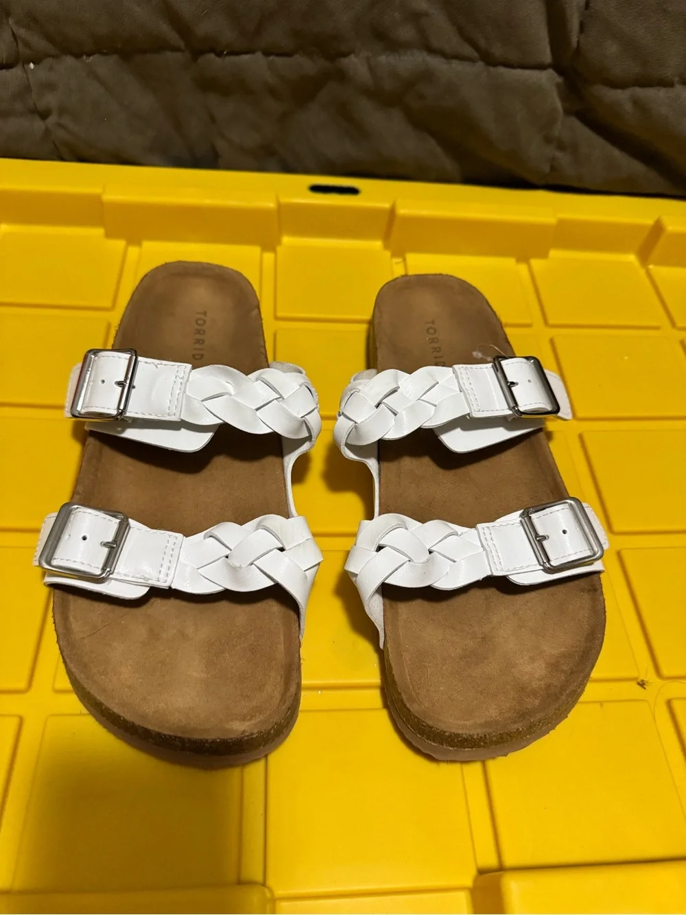 Torrid White Braided Double Buckle Sandals - Women’s 11.5 WW Slides